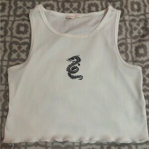 White dragon print tank top